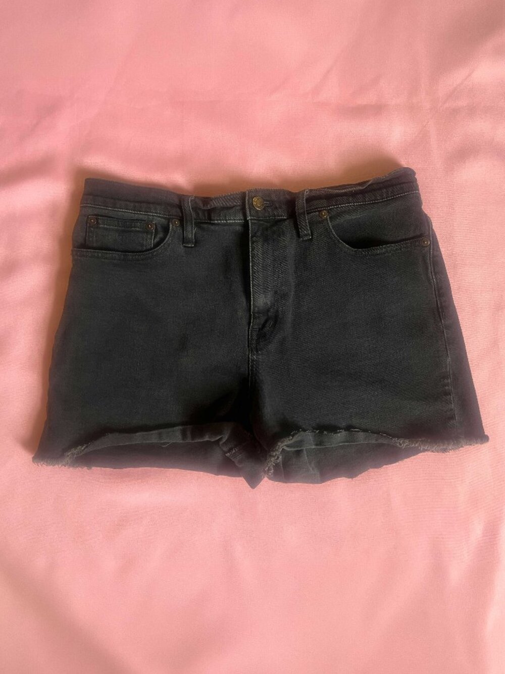 Madewell High Rise Black Denim Cutoff Shorts